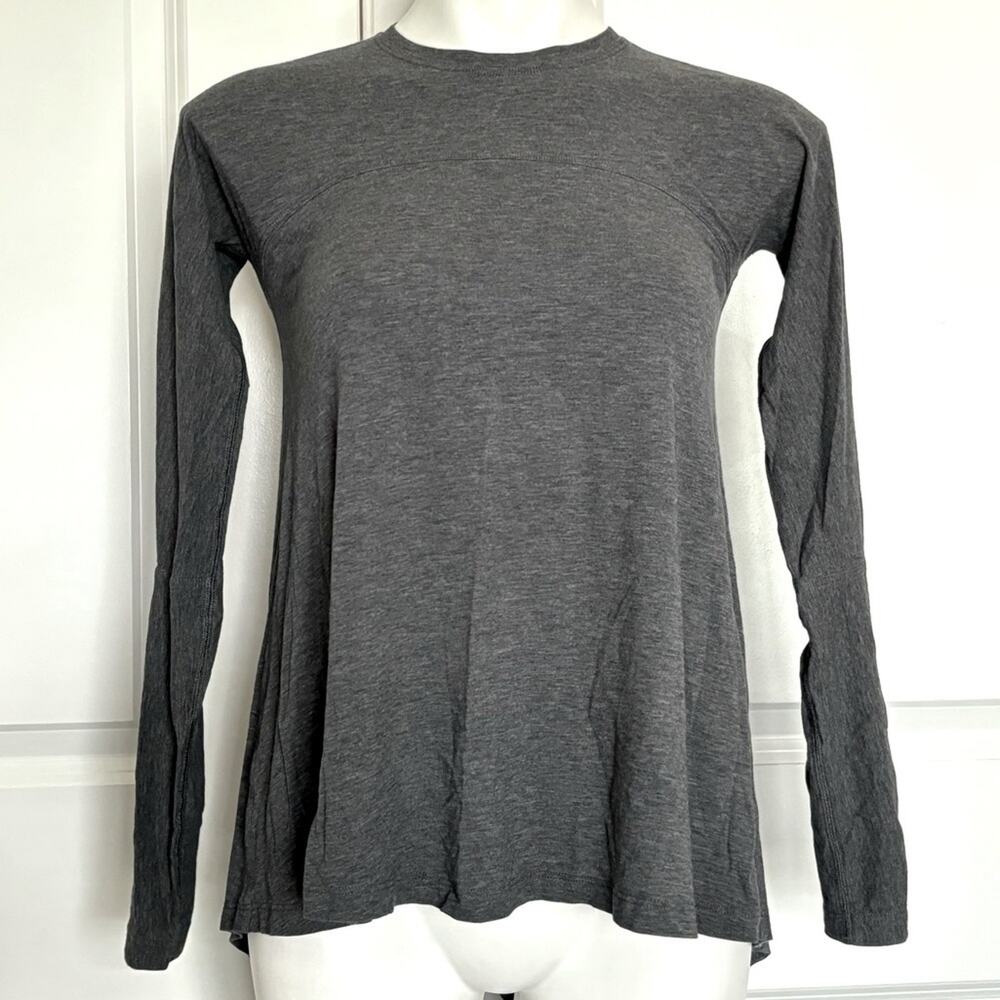 Lululemon Acadia Charcoal Gray Long Sleeve Flowy Stretch Pima Cotton Top 2